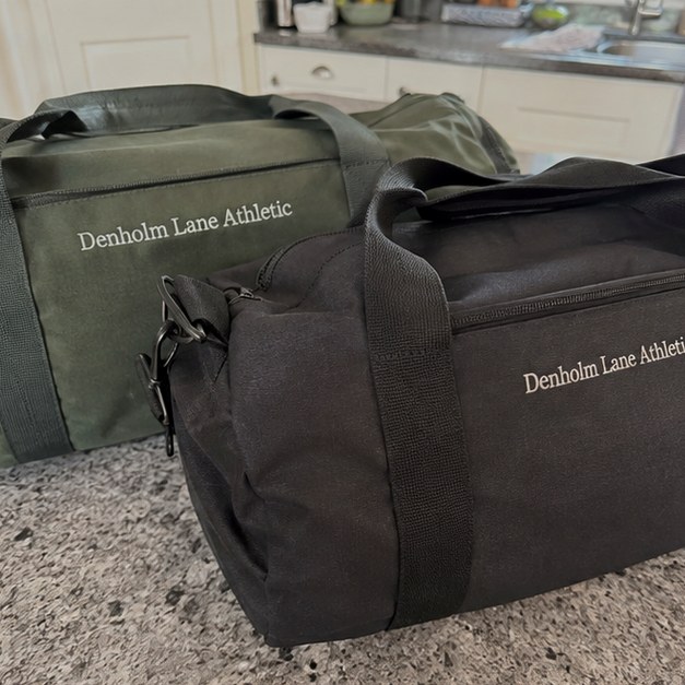 Custom duffel bags — customer photo