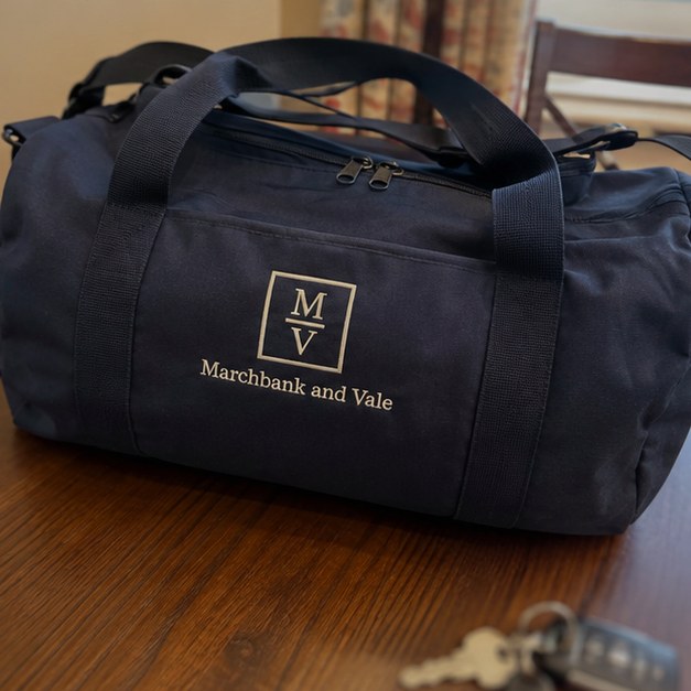 Personalized duffel bags — customer photo